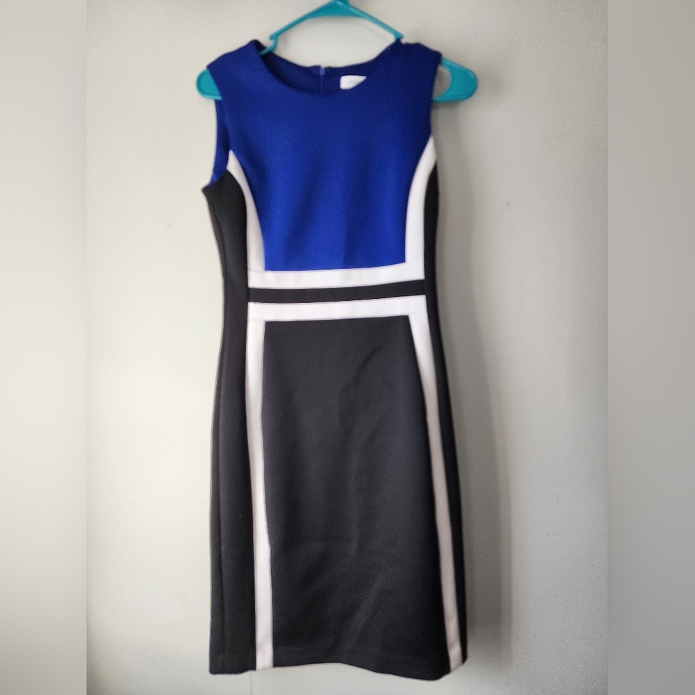 Calvin Klein Royal blue and black color block dress